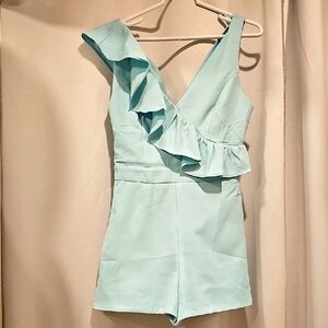 Stylish Light Blue Ruffle Romper